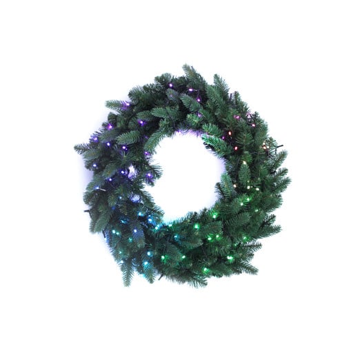 Twinkly Prelit Wreath - farvet lys - 50 lys